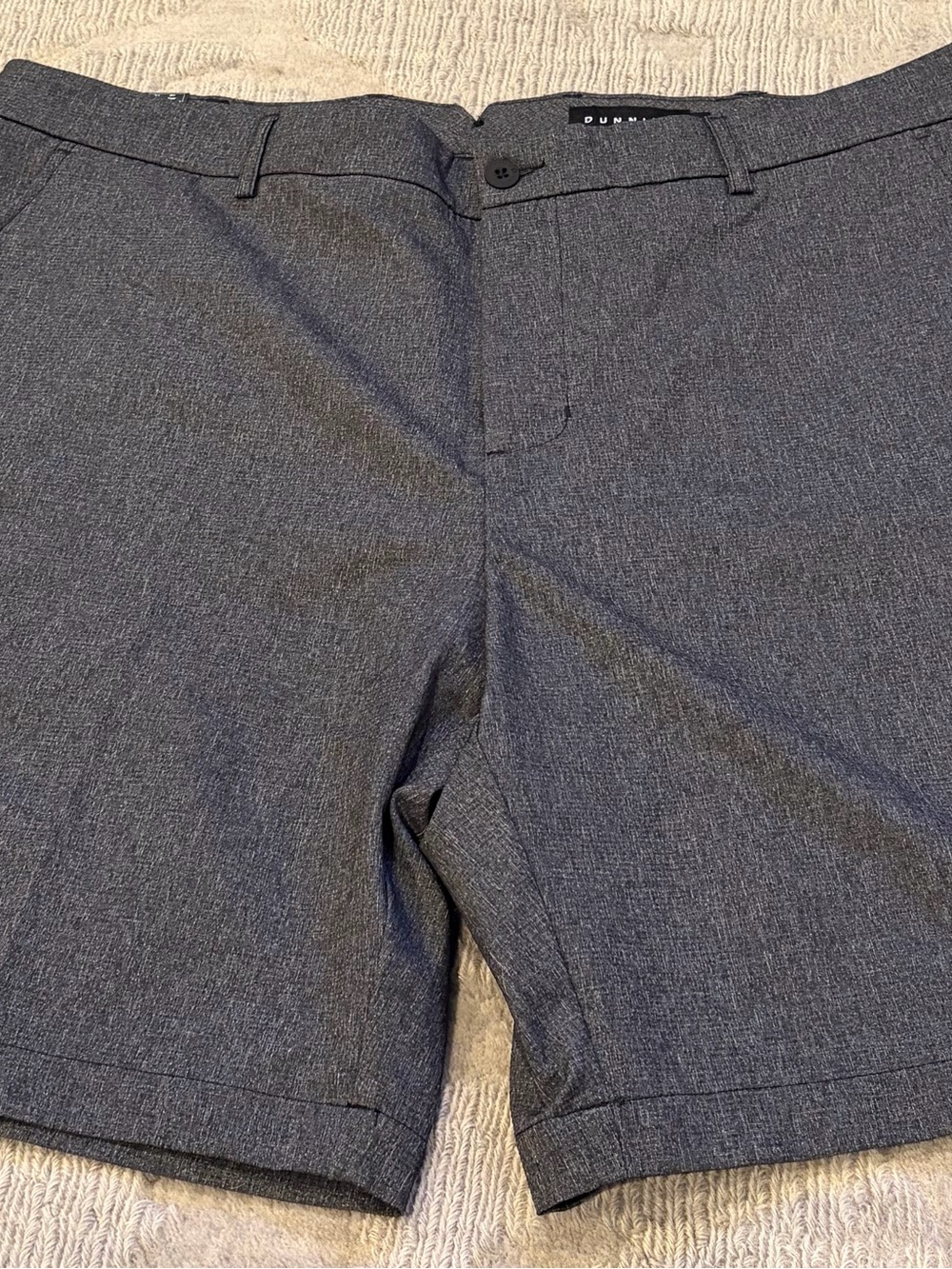 Dunham Men's Heathered Blue Flat-Front Shorts